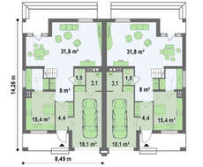 Проект компактного дома на две семьи