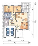 Проект интересного коттеджа с гаражом на 2 авто