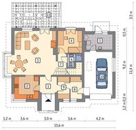 Проект дома с красивым квадратным эркером