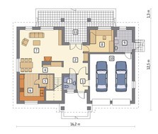 Проект красивого двухэтажного дома с гаражом на 2 авто