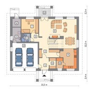 Проект кирпичного особняка с полукруглыми окнами
