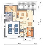 Интересный проект дома с декором насыщенного цвета