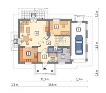 Проект двухэтажного дома под крышей сложной формы