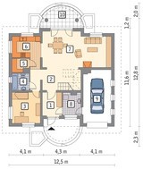 Красивый особняк с полукруглыми балконами