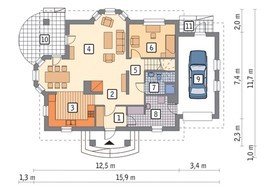 Проект интересного дома с двумя эркерами