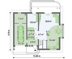 Мансардный дом с эркером в столовой