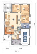 Проект одноэтажного дома с двумя верандами и гаражом на 1 авто