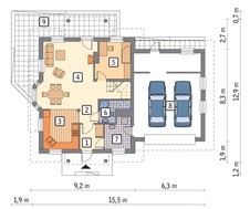 Проект двухэтажного коттеджа на три балкона