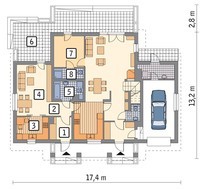 Проект дома с выделением части первого этажа для отдельного проживания
