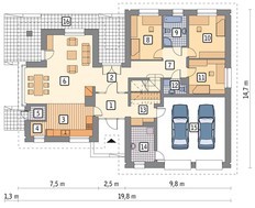 Проект особняка с выделением гостиного помещения
