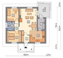 Жилой дом с четырехскатной крышей