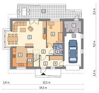 Проект симпатичного дома с большой мансардой