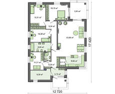 Проект уютного одноэтажного дома с угловой террасой