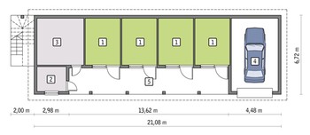 Проект конюшни на 4 особи с верандой