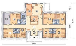 Проект здания для временного проживания нескольких семей