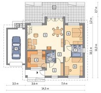 Жилой дом с двумя гостиными и гаражом
