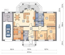 Проект одноэтажного жилого дома с большим крыльцом