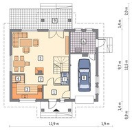 Проект привлекательного дома с большой гостиной