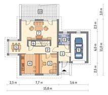Проект двухэтажного дома под интересной крышей