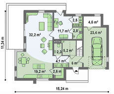 Проект двухэтажного дома с кабинетом и гаражом