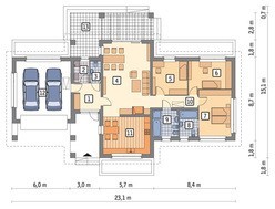 Проект одноэтажного дома с кирпичными колоннами