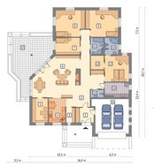 Проект яркого одноэтажного дома