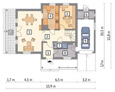 Проект интересного двухэтажного жилого дома