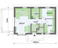 Современный дачный коттедж с большими окнами