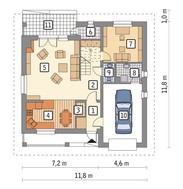 Красивый красивого двухэтажного дома под острой крышей