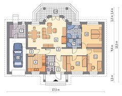 Одноэтажный стильный дом с эркером