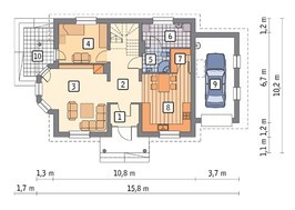 Проект стильного жилого дома с двумя балконами