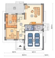 Проект интересного двухэтажного дома с гаражом на 2 авто