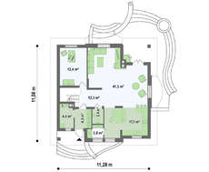 Коттедж с многоскатной крышей и кирпичным фасадом