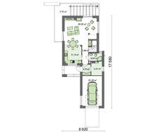 Проект двухэтажного дома с гаражом и светлым фасадом