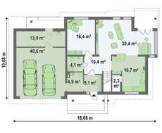 Классический двухэтажный коттедж с гаражом на две машины