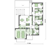 Проект одноэтажного коттеджа с плоской крышей площадью 232 кв.м.