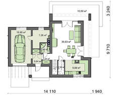 Проект двухэтажного дома с плоской крышей и гаражом