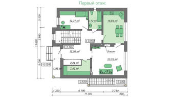 Проект жилого дома песочных оттенков с цокольным этажом