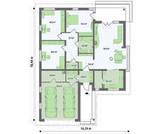Привлекательный проект одноэтажного дома с гаражом для двух автомобилей