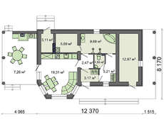 Современный одноэтажный дом для банных процедур