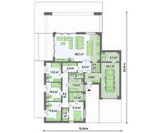 Проект компактного коттеджа на 171 кв. м, декорированного деревянными панелями