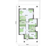 Проект компактного дома площадью 89 кв. м для узкого участка