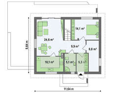 Загородный дом для молодой семьи общей площадью 100 кв. м, жилой 20 кв. м