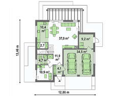 Проект двухэтажного дома на 220 кв. м с контрастным современным экстерьером