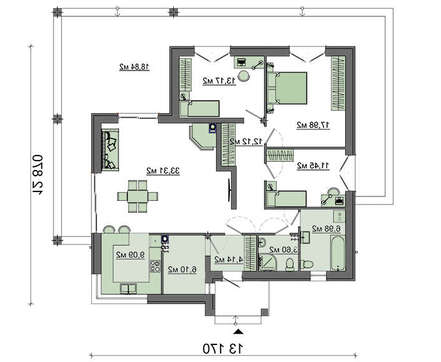 План дома площадью 102 кв. м с вместительной террасой