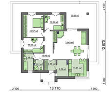 Проект одноэтажного стильного коттеджа на 103 кв. м с огромной террасой
