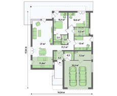 Планировка интересного дома на 165 кв. м с пристроенной гостиной зоной