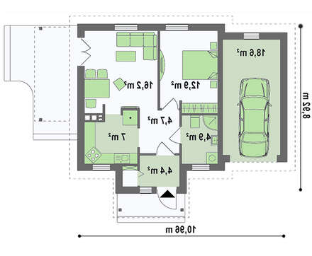 Проект дачного коттеджа площадью 68 кв. м для небольшой семьи