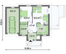 Проект дачного коттеджа площадью 68 кв. м для небольшой семьи