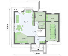 Проект стильного коттеджа с мансардой и гаражом